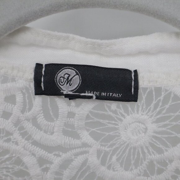 M Linen Top Women 2X White‎ Boho Romantic Prep Classy Feminine Delicate Ethereal - Picture 2 of 16